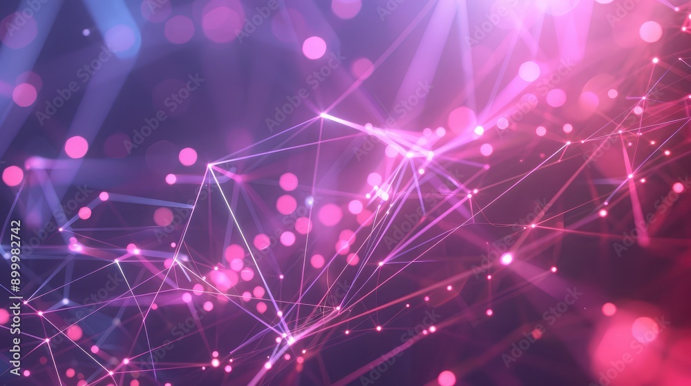 Poster futuristic network technology background with glowing lines and data nodes, illustrating digital com