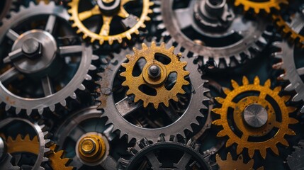 Gears and cogs meshing together, illustrating teamwork