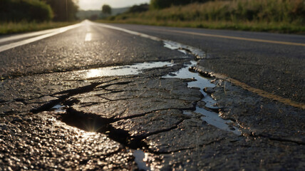 Close Up Cracks Road