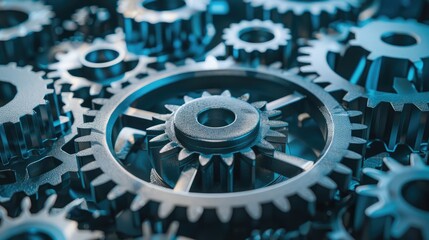 Gears and cogs meshing togethe