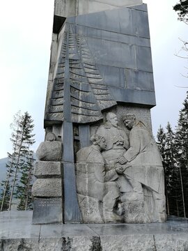 Demanovska Dolina,Slovakia-April 2 2026: Memorial of the Slovak National Uprising at Ostredok in Demanovska Valley Low Tatras Slovakia