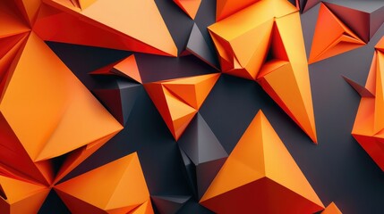 Geometric 3D shapes with sharp edges and contrasting colors, creating a bold visual statement.