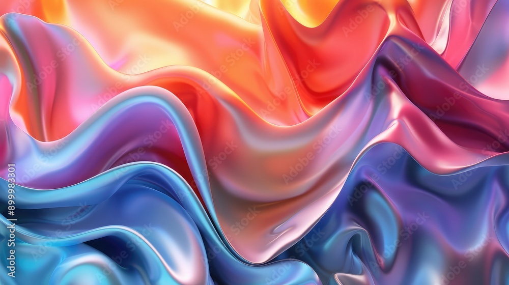 Poster fluid 3d abstract shapes with vibrant colors and smooth gradients, creating a harmonious effect.