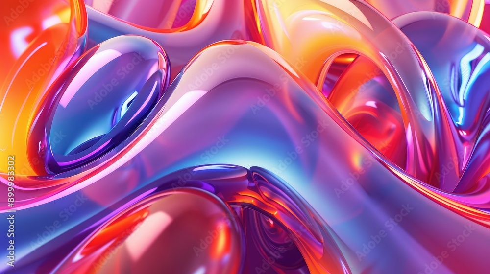 Poster fluid 3d abstract shapes with vibrant colors and smooth gradients, creating a harmonious effect.