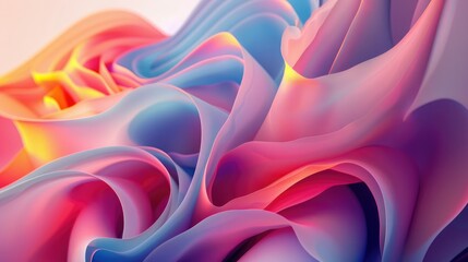 Obraz premium Fluid 3D abstract shapes with vibrant colors and smooth gradients, creating a harmonious effect.