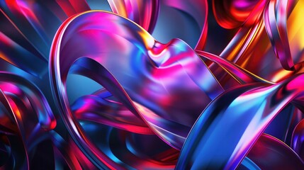 Fluid 3D ribbons with gradient colors, creating a sense of motion and elegance.