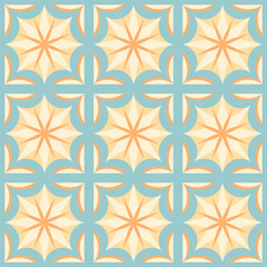 Vintage geometric tile seamless pattern. Traditional decorative ornate square azulejos. Abstract background. in retro style. Vector illustration.