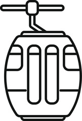 Black and white drawing of a funicular cabin transporting people up a mountainside