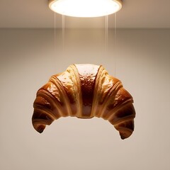 Croissant dangling from light fixture