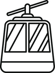 Simple icon of a cable car moving up a mountain, perfect for representing ski holidays and winter sports