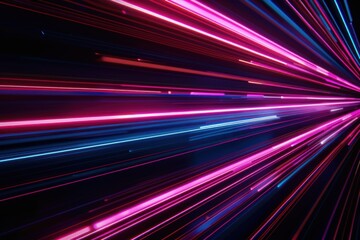 Colorful neon lights creating a motion blur effect, capturing a sense of speed and energy in a dynamic visual display.