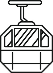 Outline style icon of a cable car cabin hanging from cableway moving upwards