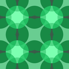 Green Retro Flower Circles Seamless Pattern, Repeat Pattern