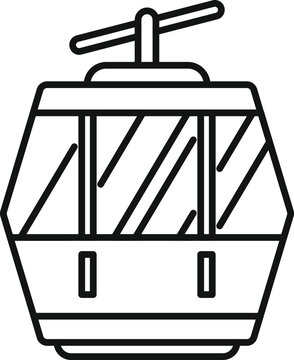 recommend clip art: Simple funicular cabin moving upwards, designed using thin black lines on white background