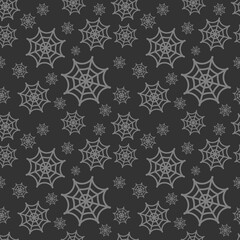 Black Spooky Cobwebs Seamless Pattern, Repeat Pattern