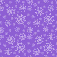 Purple Spooky Cobwebs Seamless Pattern, Repeat Pattern