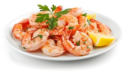 fried shrimp on a plate isolated white