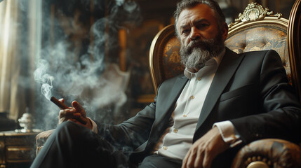 Old Money Fashion,  man in a business suit with a cigar