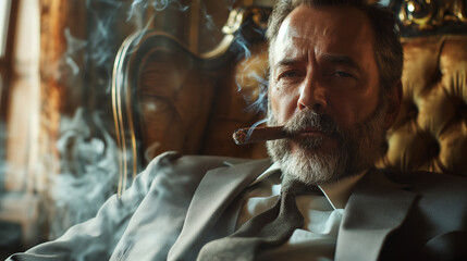 Old Money Fashion,  man in a business suit with a cigar