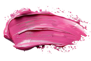 thick pink and purple acrylic oil paint brush stroke on transparent png background isolated