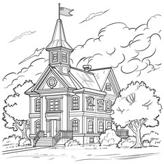 Obraz premium School coloring page for kids