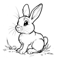 rabbit cute animal coloring page for children and adults