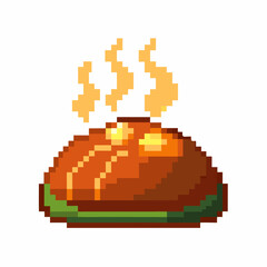 Fototapeta premium A pixelated of a hot dog with steam coming out of it