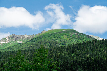 Obraz premium Aerial View of a Mountain Valley in the Caucasus Mountains