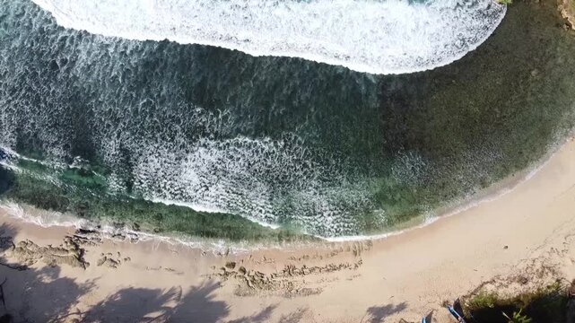 acean wave top view with small island