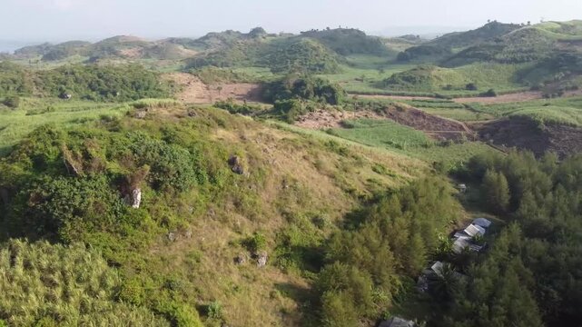 acean top view with small island