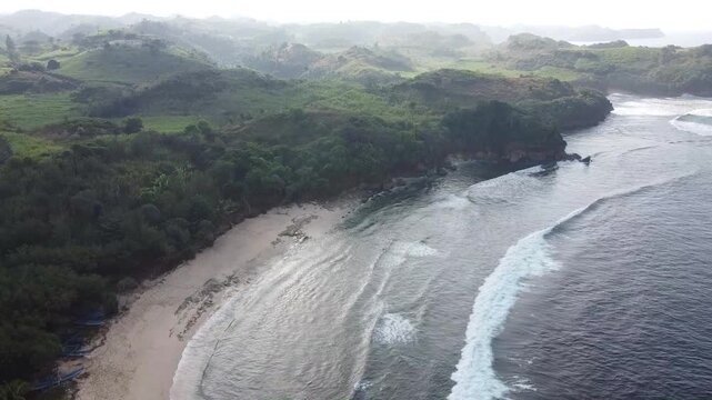 acean top view with small island