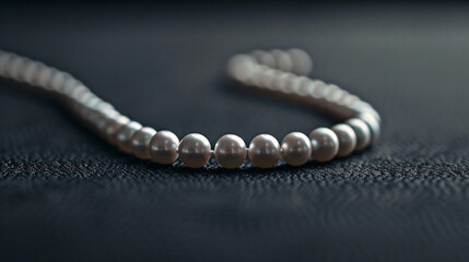 Close-up of Pearl Necklace on Dark Background
