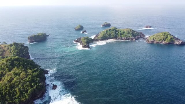 acean top view with small island
