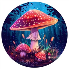 Colorful psychedelic mushroom illustration