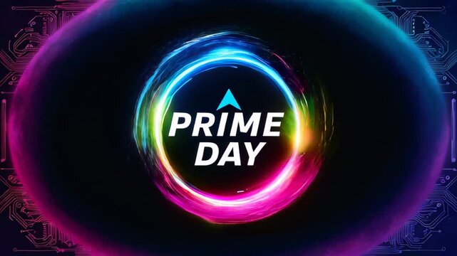 Neon prime day background template. Holiday concept. happy prime day sale. Design suitable for greeting card poster and banner