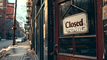 Closed Business Storefront with Abandoned Retail Space in the City