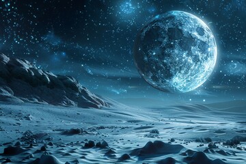 Majestic moon over a tranquil night landscape serene and mystical atmosphere enchanting and magical night scene