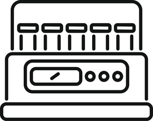Laboratory equipment is analyzing test tubes with some buttons and a small screen