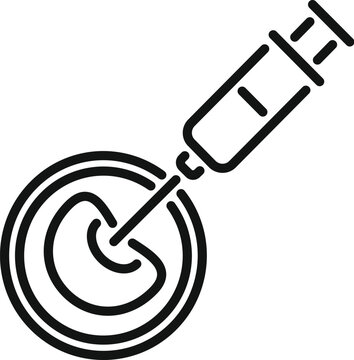 recommend clip art: Simple black and white icon of a syringe injecting a stomach, representing stomach vaccination