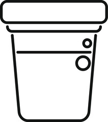 Simple line icon of a beaker containing liquid and bubbles, representing scientific research and laboratory analysis