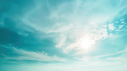 Obraz premium Summer blue sky cloud gradient light white background. Beauty clear cloudy in sunshine calm bright winter air bacground. Gloomy vivid cyan landscape in environment day horizon - generative ai