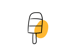 Hand drawn with yellow strokes, icon, doodle, cartoon, vector illustration.