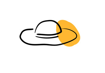 Hand drawn with yellow strokes, icon, doodle, cartoon, vector illustration.