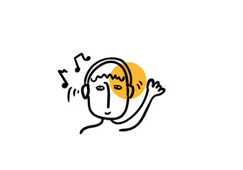 Hand drawn with yellow strokes, icon, doodle, cartoon, vector illustration.