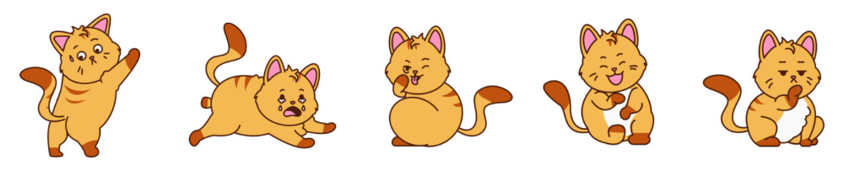 Cute and adorable kitten cartoon character expression, cartoon character style