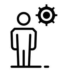 joint development with gearwheel. linear trend modern abstract logotype graphic stroke art design isolated on white background. concept of skill or professional opportunity or research