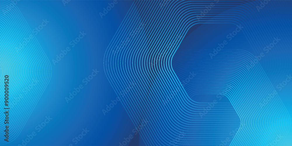 Wall mural Modern abstract blue background with shining geometric lines. Blue gradient hexagon shape design. Futuristic technology concept. for banners, brochures, science, websites, companies, posters, covers