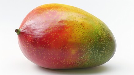 Ripe Mango Fruit Isolated on White Background. Juicy Tropical Fruit, Healthy Eating, Summer Snack Concept