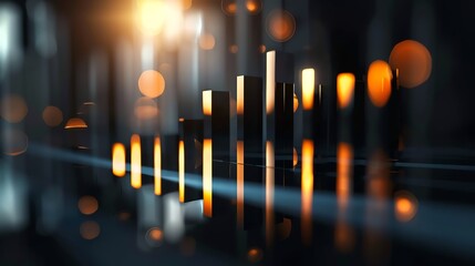 Obraz premium Abstract blurred lights background with vibrant orange and black tones. Futuristic and modern design ideal for tech, music, or art concepts.