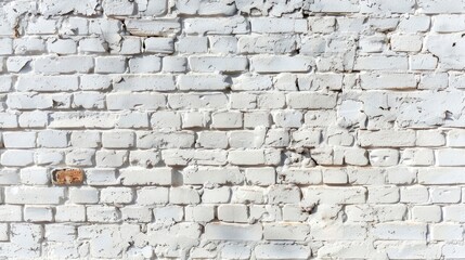 White painted old brick Wall panoramic background - generative ai
